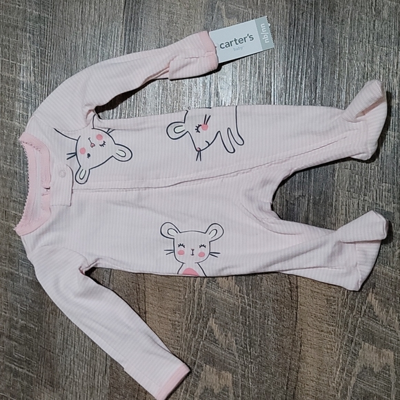 Carter's Other - Carter's NB onesie pink girls NWT with no scratch sleeves very cute 😍 BRAND NEW